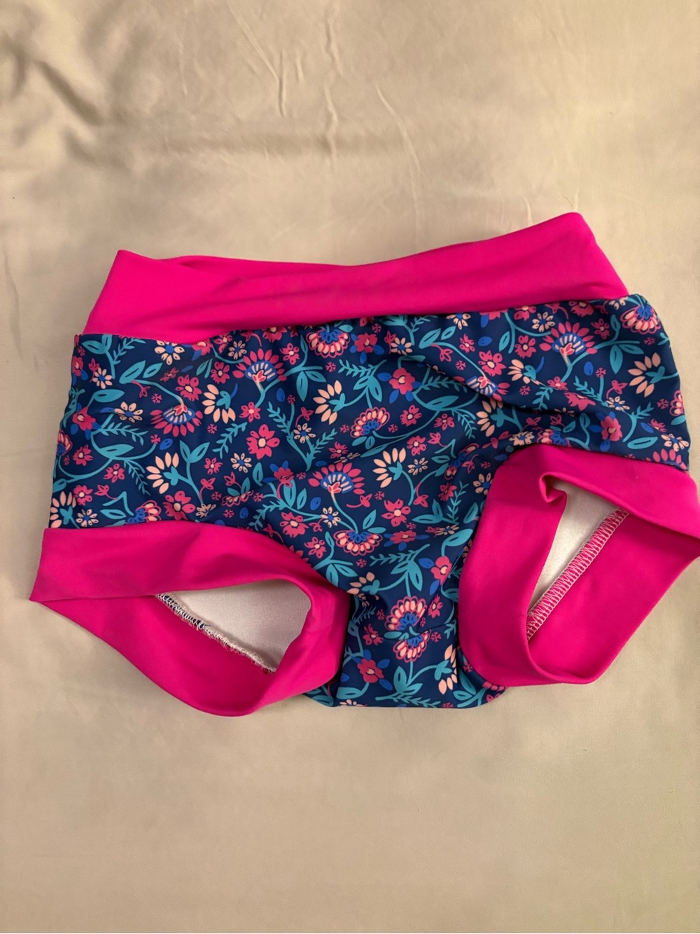 Girls' Floral Swim Bottoms with Pink Trim